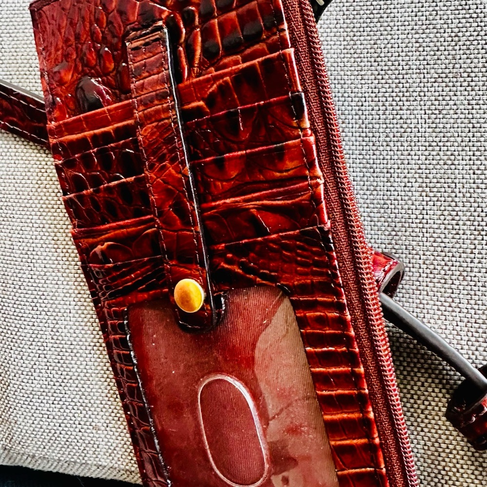 Brahmin Pecan Brown with Reddish Tint Crocodile-Embossed Satchel Set - Picture 3 of 6
